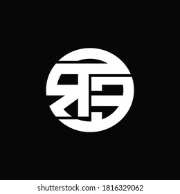RE Logo monogram with rounded line swipe design template on black background