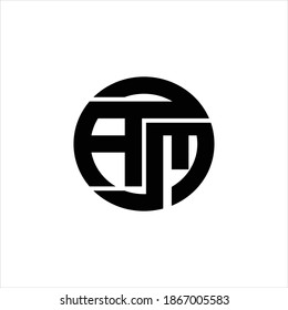 AM Logo monogram with rounded line swipe design template