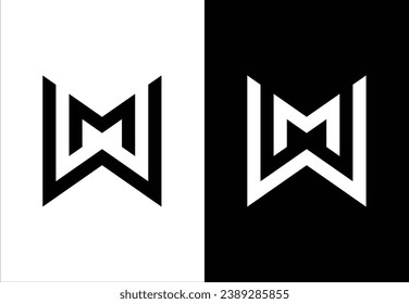 EL MONOGRAMA DE LOGO FORMA LAS LETRAS "M" Y "W", CON UN FONDO NEGRO Y BLANCO.