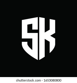 logo monogram with shield shape design template