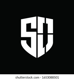 logo monogram with shield shape design template