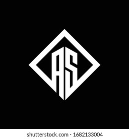 AS logo monogram with square rotate style design template