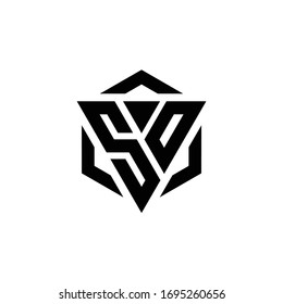 SO Logo monogram with triangle and hexagon modern design template isolated on white background