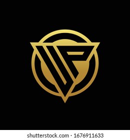 UP logo monogram with triangle shape and circle rounded style isolated on gold colors and black background design template