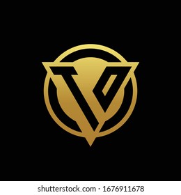 TO logo monogram with triangle shape and circle rounded style isolated on gold colors and black background design template