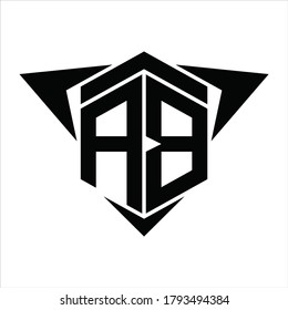Logo monogram with wings arrow around design template on white background