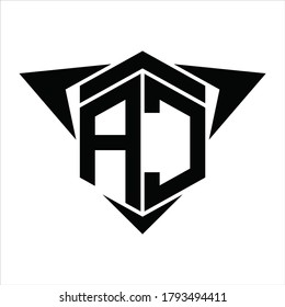 Logo monogram with wings arrow around design template on white background