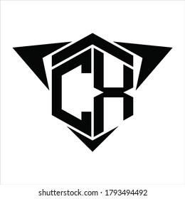 Logo monogram with wings arrow around design template on white background