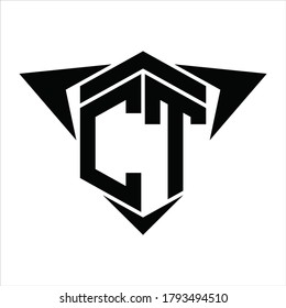 Logo monogram with wings arrow around design template on white background