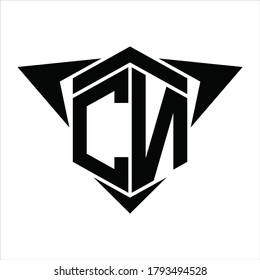 Logo monogram with wings arrow around design template on white background
