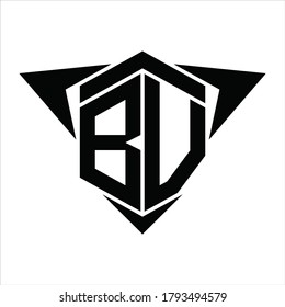 Logo monogram with wings arrow around design template on white background