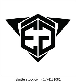 Monograma del logotipo EG con flecha de alas alrededor de la plantilla de diseño sobre fondo blanco
