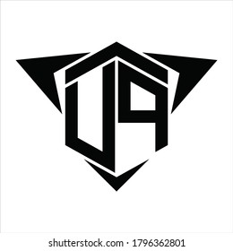 UP Logo-Monogramm mit Flügel-Pfeil um die Design-Vorlage auf weißem Hintergrund