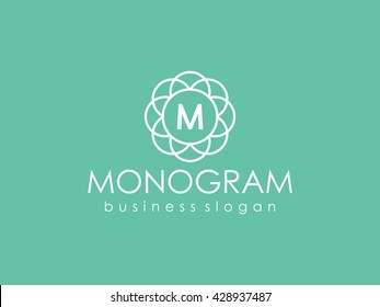 Logo Monogram,Logo M Letter,Circles Logo,Geometric Logo,Abstract monogram elegant logo design template. 