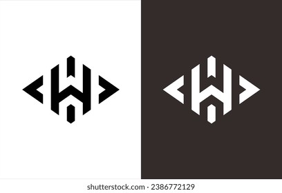 LOGO MONOGRAMS THAT FORM THE LETTER "H". BLACK AND WHITE BACKGROUND