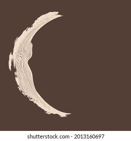 Logo with moon in Boho style. Grunge textured geometric shapes  .Minimal design with grange elements . Trendy brochureicon