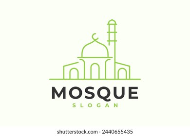 Ein Logo für eine Moschee in Grün und Weiß.