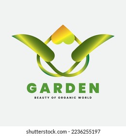 Logo is mostly focusing here love model green valley, garden scenario, organic products and love pattern interior plantation.