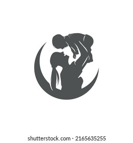 Logo Of A Mother Who Loves Her Child, Who Is Lifting Up