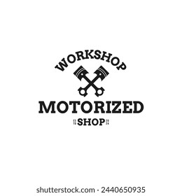 Logotipo Para La Tienda De Reparación De Vehículos Motorizados Con Ilustración Vectorial De Concepto De Diseño De Pistón Adicional