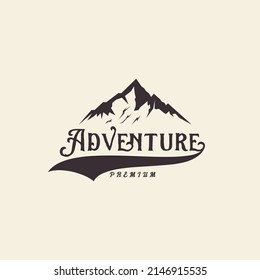 logo mounain travel adventure vintage design vector icon illustration graphic creative idea