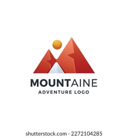 Logo Mountain and Abstract Letter M Gradient Logo Vector Icon Illustration