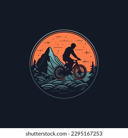 A logo of a mountain biker, designed in esports illustration style