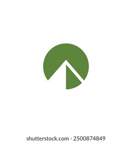 Logo mountain circle green with blank background