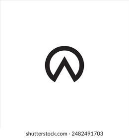 Logo círculo de montaña línea trazo diseño único con fondo en blanco