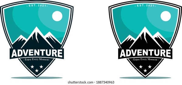 Logo Mountain design Adventure Blue