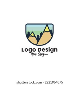 logo mountain design panorama view