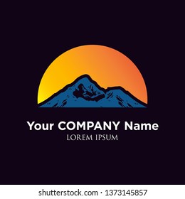 logo mountain design vector nature rock hill