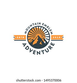 logo mountain emblem - vector illustration of design on a light background