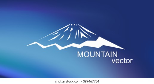 Logo mountain (Fuji). Blue background.