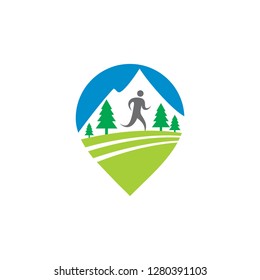 logo mountain health with human run point design