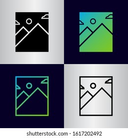 logo mountain line art with gradient vector, mountain icon modern style and simple