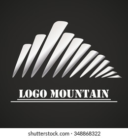 Logo  mountain in a metallic design on a black background