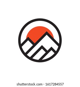 logo mountain modern simple line art vector design