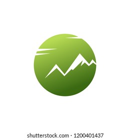 ​Simple logo with mountains landscape. Circle emblem for branding identity. Vector image.