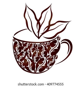 logo mug with coffee beans