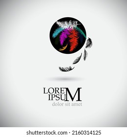 Logo multicolored palm leaf. Vector illustration