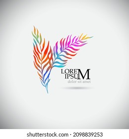 Logo multicolored palm leaves. Vector illustration