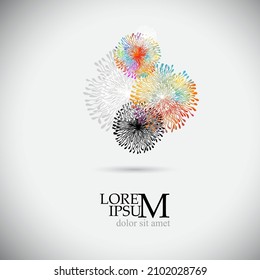 Logo is a multi-colored round flowers . Vector illustration