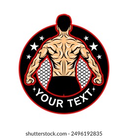 logo of a muscular man facing backwards vector illustration