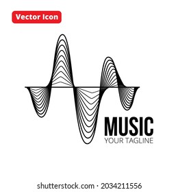 Logo Music With Equalizer Vector Icon Black Isolated
