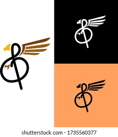 logo of a music with falcon surrounding it. fun design perfect for many businesses