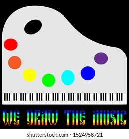 logo of music in the form of a piano and palette draw music