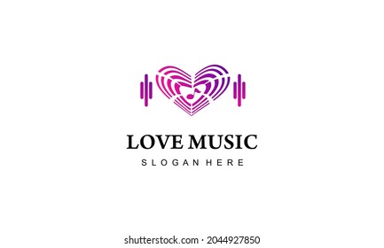 logo Music icon and heart.Soundwave equalizer Colorful love music