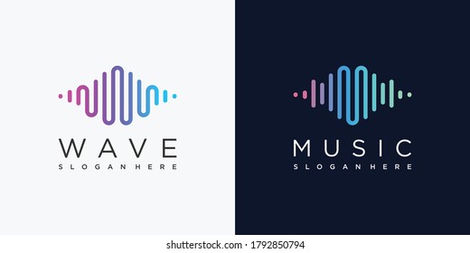 Logo of music with line art syle and modern concept, modern, gradient, music, Premium Vector