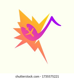 Logo einer Musik mit umliegendem Flugzeug. lustiges Design perfekt für viele Unternehmen